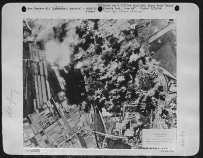 A heavy concentration of hits has caused extensive fresh damage throughout the entire installation.-Vienna, Austria.