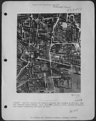 Germany - The Nw District Of Munchen Gladbach Was Attacked On 19 Sept. 1944 And Suffered Severe Damage. Many Industrial Plants, Mostly Textile Factories, Were Almost Complete Destroyed By Fire.