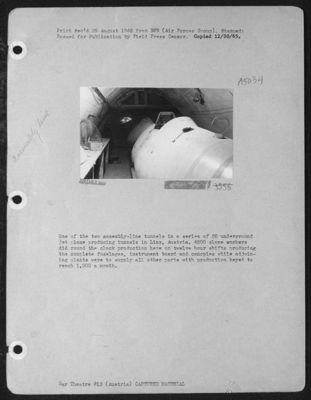 One Of The Two Assembly-Line Tunnels In A Series Of 25 Underground Jet Plane Producing Tunnels In Linz, Austria. 4500 Slave Workers Did Round The Clock Production Here On Twelve Hour Shifts Producing The Complete Fuselages, Instrument Board And Canopies