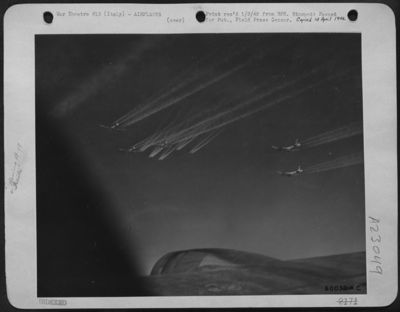 Boeing B-17 Flying Fortresses Of The 15Th AF Leave A Pattern Of Vapor Trails Behind Them As They Head For The Oil Refineries At Brux, Czechoslavakia, In A Continued And Successful Effort To Destroy The Hun'S Oil Supply. Italy.