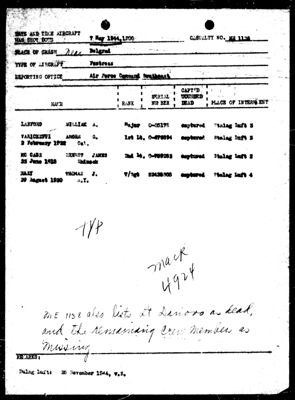Missing Air Crew Report 4924, page 2: B-17 42-102406, 1944-05-07