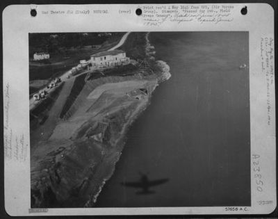 The Germans Are Seen Here Evacuating Their Wounded Across The Po River At Sermide, Northwest Of Ferrara, Italy, As A Republic P-47 Thunderbolt Flown By A 12Th A.F. Brazilian Pilot Goes Over The Site. Spying The Convoy Of Seven Ambulances, One Trailer And