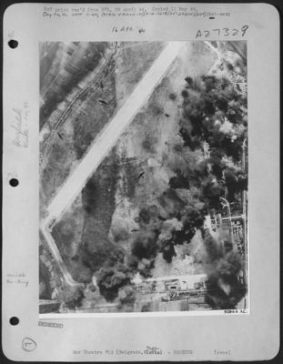 Flying Fortresses and Liberator bombers of the 15th AAF attacked the Belgrade-Zemun airdrome scoring hits on runways, shops and barracks. A few bombs hit the nearby Belgrade Rogosarski aircraft factory. The aerial assault took place on April 16, 1944