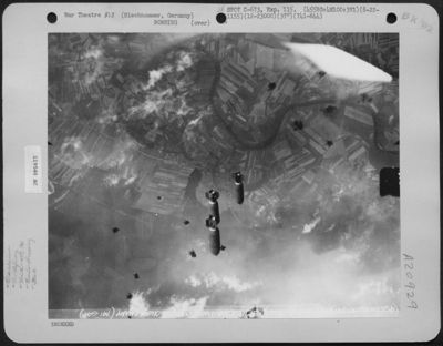 Enemy Flak Rises Up To Meet Bombs Falling Toward The Blechhammer South Synthetic Oil Refinery, Germany During A Bombing Raid By Planes Of The 455Th Bopmb Group, 741St Bomb Squadron, 15Th Asir Force On August 22, 1944.