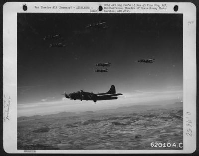 A Formation Of Boeing B-17 Flying Fortresses Of The 15Th AF Enroute To Bomb Oil Refinery At Blechhammer, Germany. 4 Oct. 1944.