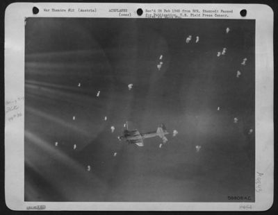 Despite A Flak Filled Sky, This Boeing B-17 "Flying Fortress" Of The 15Th Air Force Makes Its Way Toward The Oil Refinery At Schwecat, Vienna, Austria On February 14, 1945. Neither Flak, Snow Or Cold Weather Can Stop The Heavies Of The 15Th Air Force Fro