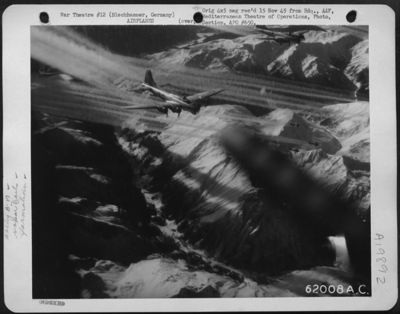 Boeing B-17 Flying Fortresses Of The 15Th Af, En Route To Bomb Oil Refinery At Blechhammer, Germany, Leave Fleecy Vapor Trails.