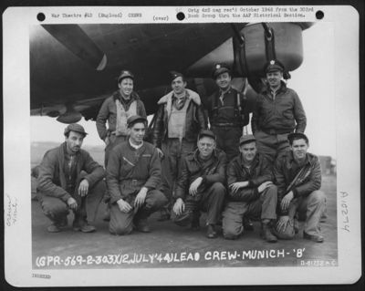 Lead Crew On Bombing Mission To Munich, Germany, Beside A Boeing B-17, "Flying Fortress". 303Rd Bomb Group. England, 12 July 1944.