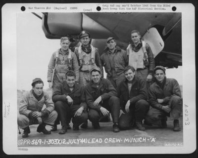 Lead Crew On Bombing Mission To Munich, Germany, Beside A Boeing B-17, "Flying Fortress". 303Rd Bomb Group. England, 12 July 1944.