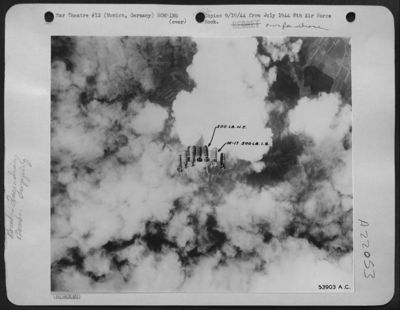 Mixed load of H.E. and Incendiaries dropped in the attack on Munich, Germany.