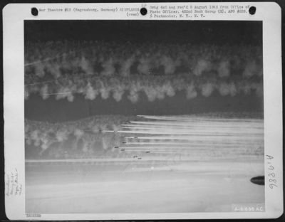 Vapor Road To Victory - Boeing B-17 Flying Fortresses Of The 452Nd Bomb Group Etch Fleecy Vapor Trails In The Sub Stratosphere Over Germany As They Head For The Target, Regensburg, Germany. B-17S Of The 452Nd Bomb Group Continued Their Daily Pounding Of